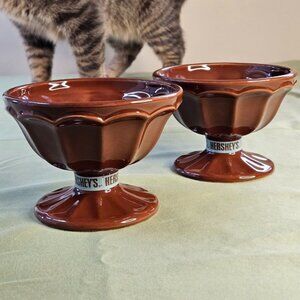 Set of 2 Hersheys Chocolate‎ Pudding Ice Cream Sundae Pedestal Dish Bowls